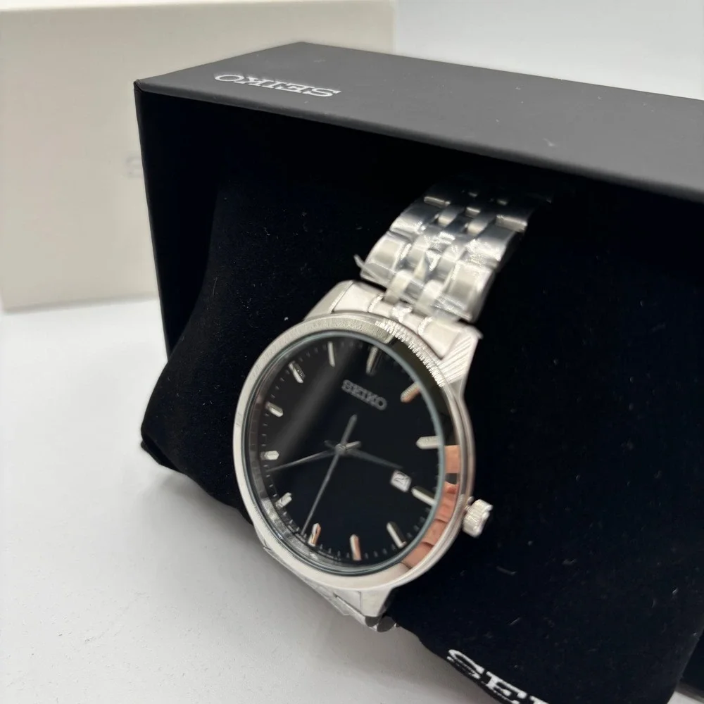 Seiko SUR093 Prime Stainless Steel Black Dial Mens Quartz‎ Watch NEW IN BOX